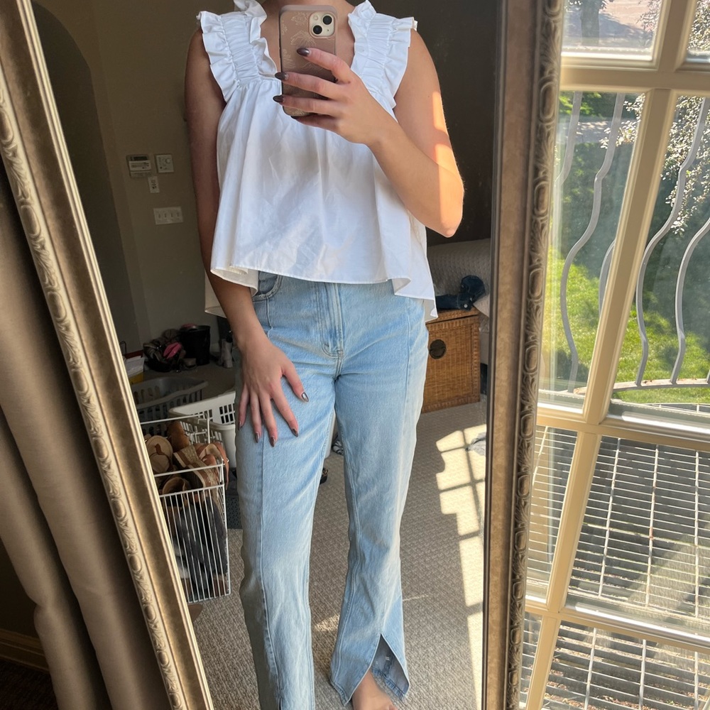 Zara ruffled white crop top
